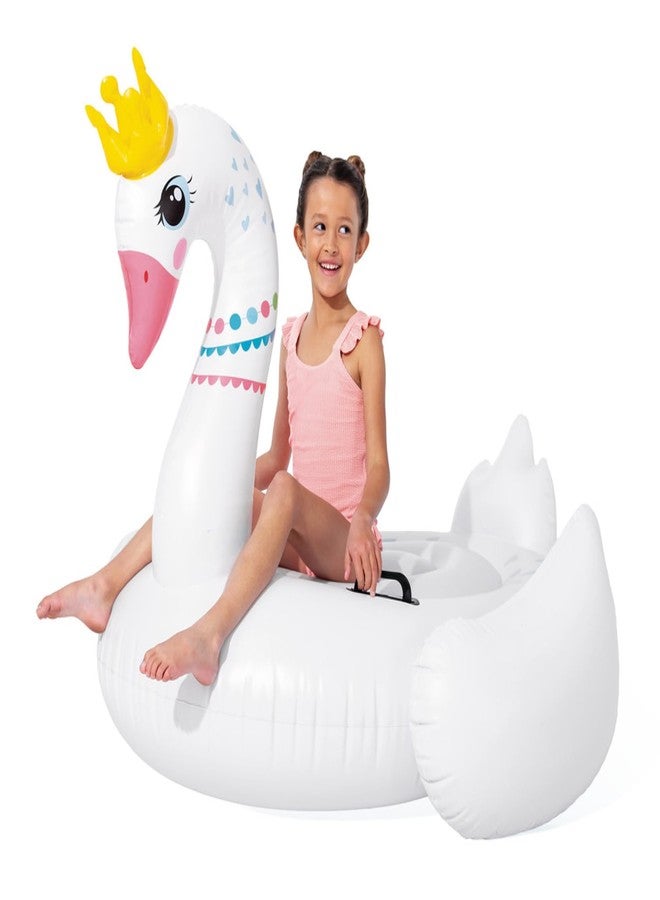 VWretails Inflatable Ride-On Swim Float for Kids, Childrens & Adults. Summer Fun Beach Floatie Perfect for Summer Water Adventures of Age 3+ (Magical Swan Ride-On + Hand Pump) - Image 4